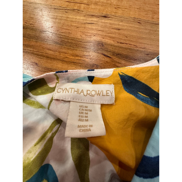 Women's Cynthia Rowley Mini Dress M Blue Yellow Floral - Picture 6 of 12